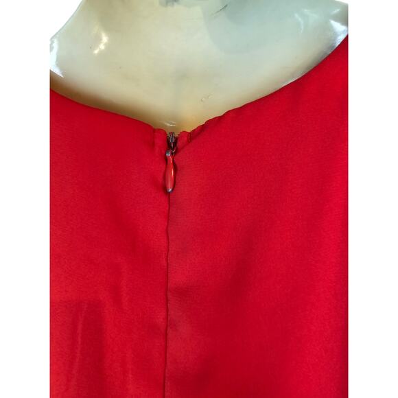 Sienna Sky High Low Sleeveless Crochet Asymmetrical Tulip Mini Dress Red S - Picture 14 of 16